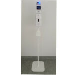 Hand sanitizing gate with battery thermometer + free hand thermometer